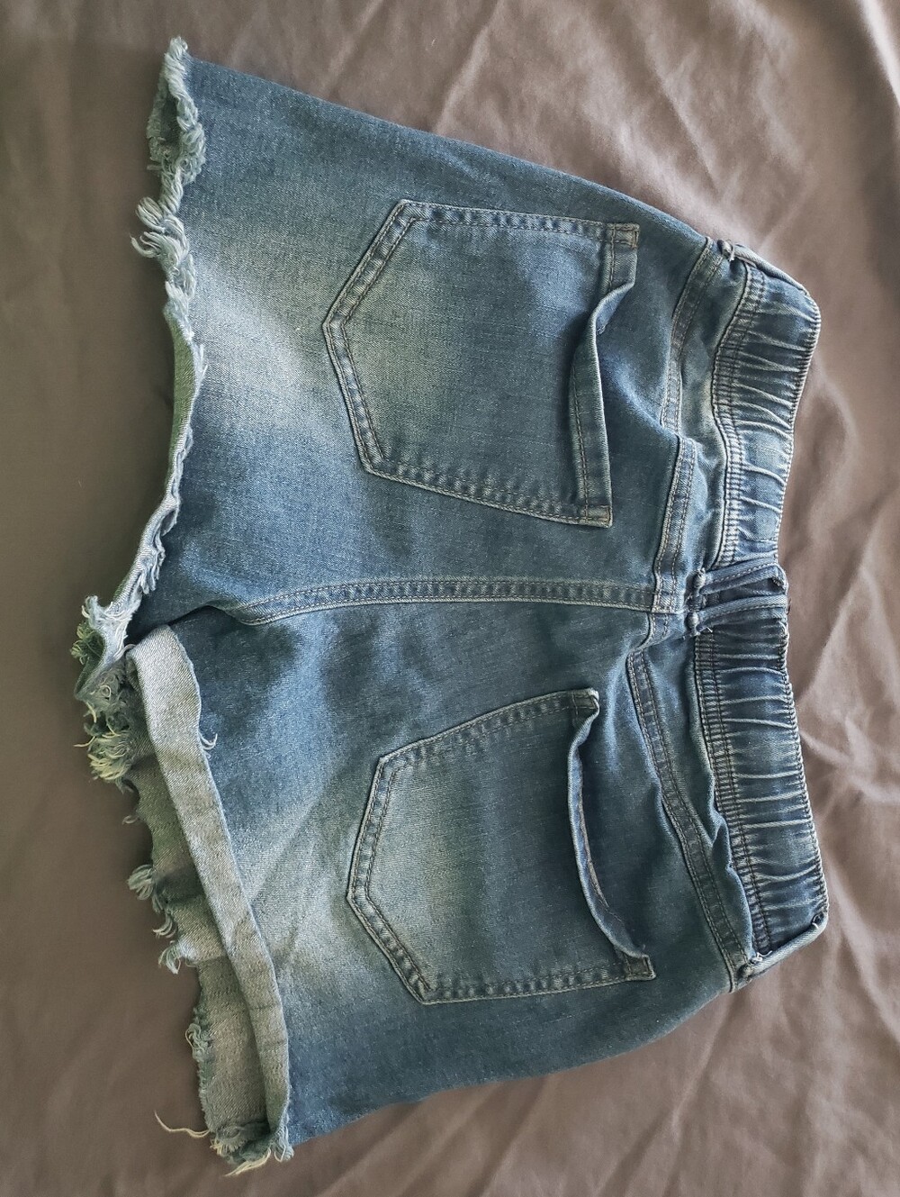 Women’s Elastic Waist Distressed Denim Shorts Blue Jean Jeans